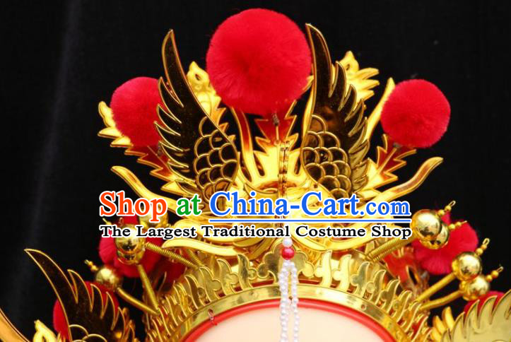 China Shaoxing Opera Actress Golden Phoenix Coronet Beijing Opera Children Headdress Ancient Swordswoman Hair Accessories