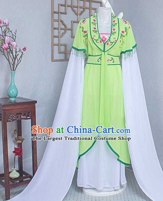 Chinese Ancient Fairy Water Sleeve Green Dress Outfits Traditional Huangmei Opera Garment Costume Beijing Opera Diva Clothing