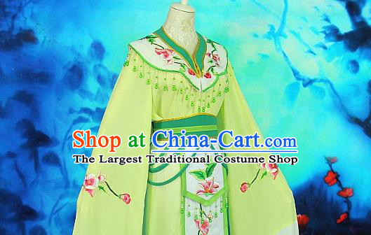 Chinese Traditional Shaoxing Opera Diva Garment Costume Beijing Opera Hua Tan Clothing Ancient Nobility Lady Green Dress Outfits