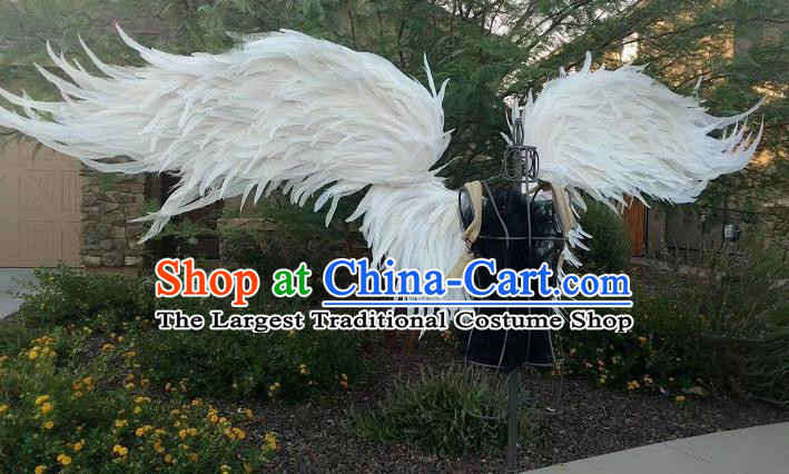 Custom Christmas Performance White Feather Wings Magic Show Prop Accessories Miami Catwalks Back Decorations Halloween Fancy Scalable Wing