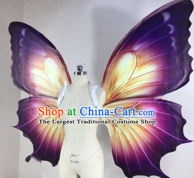 Custom Christmas Performance Butterfly Wings Miami Catwalks Back Decorations Halloween Cosplay Fairy Purple Wing Stage Show Prop Accessories