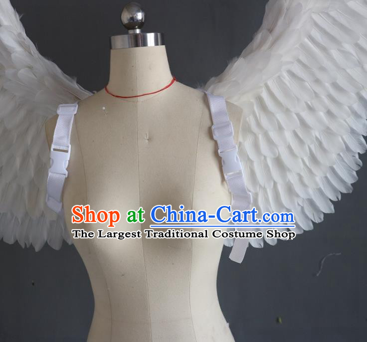 Custom Miami Catwalks Back Decoration Accessories Halloween Cosplay Angel Wing Stage Show Props Christmas Performance White Feather Wings