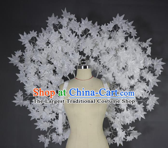 Custom Halloween Catwalks White Maple Leaf Wings Miami Stage Show Back Decorations Cosplay Fancy Accessories Stage Performance Props