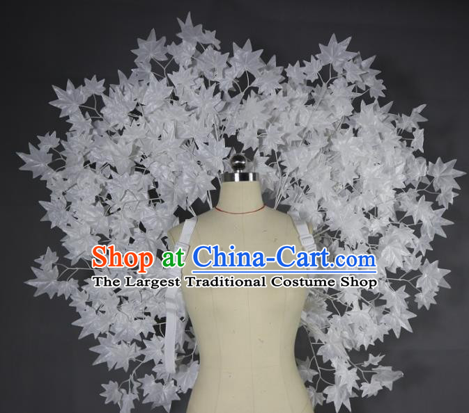 Custom Halloween Catwalks White Maple Leaf Wings Miami Stage Show Back Decorations Cosplay Fancy Accessories Stage Performance Props