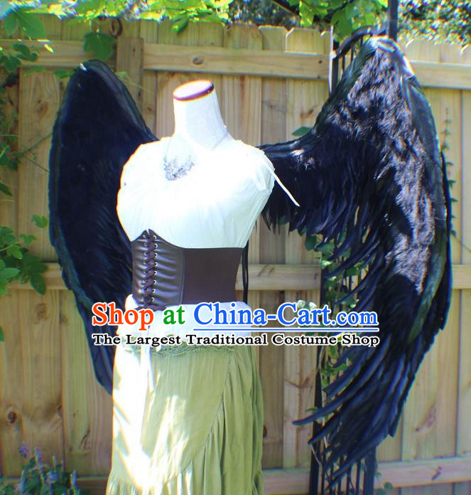 Custom Cosplay Fancy Accessories Stage Performance Props Halloween Catwalks Grey Feather Angel Wings Miami Stage Show Back Decorations