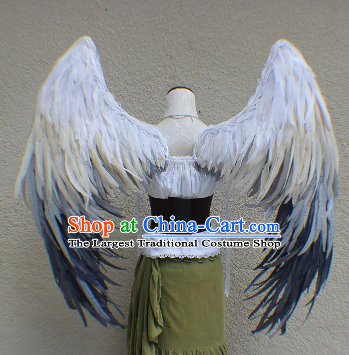 Custom Miami Show Back Decorations Cosplay Fancy Feathers Accessories Stage Performance Props Halloween Catwalks Grey Feather Angel Wings