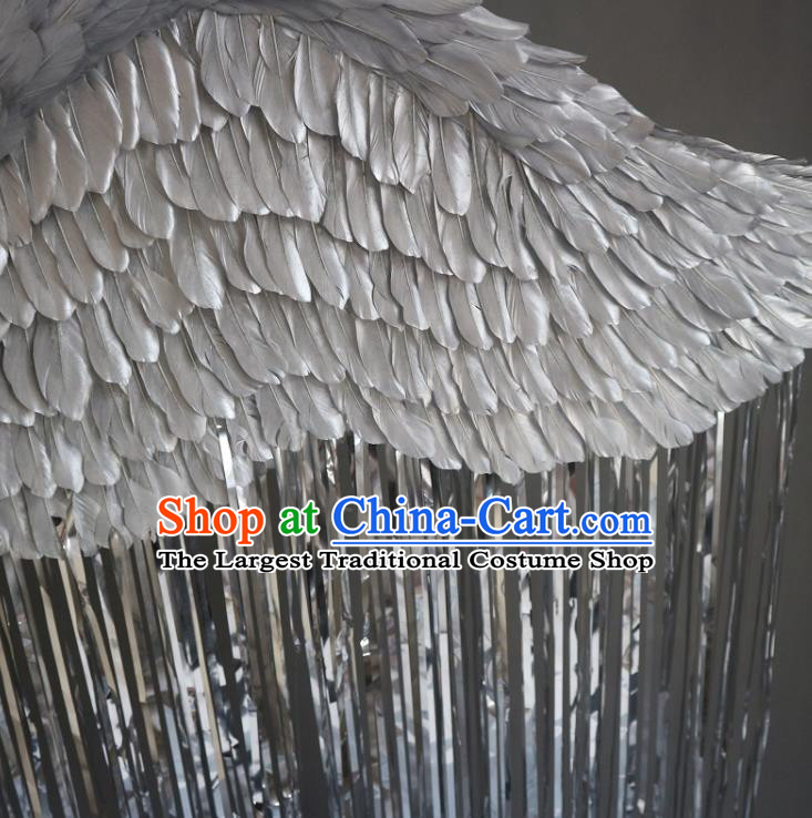 Custom Halloween Cosplay Angel Wing Stage Show Prop Accessories Christmas Performance Grey Tassel Wings Miami Catwalks Back Decorations