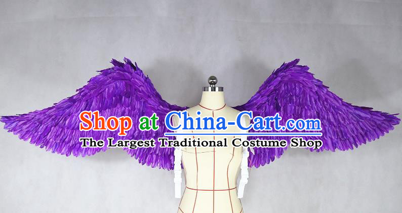 Custom Ceremony Performance Back Accessories Stage Show Purple Feathers Props Halloween Cosplay Deluxe Angel Wings Miami Catwalks Decorations