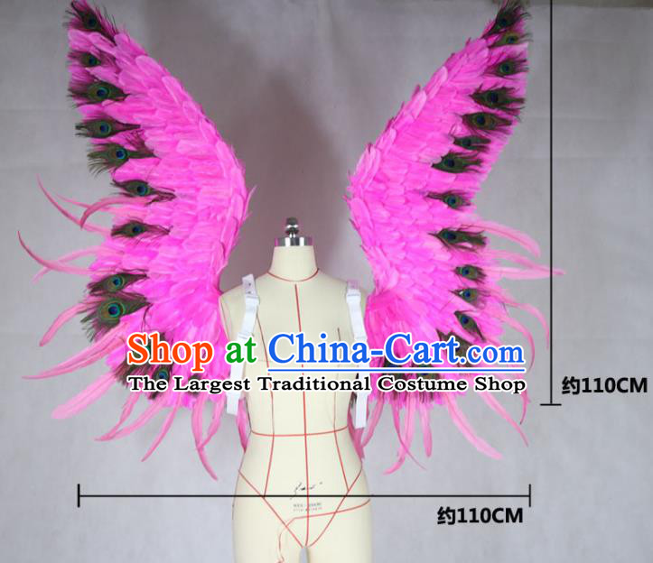 Custom Cosplay Angel Rosy Feathers Wings Carnival Show Decorations Halloween Catwalks Back Accessories Brazil Parade Props