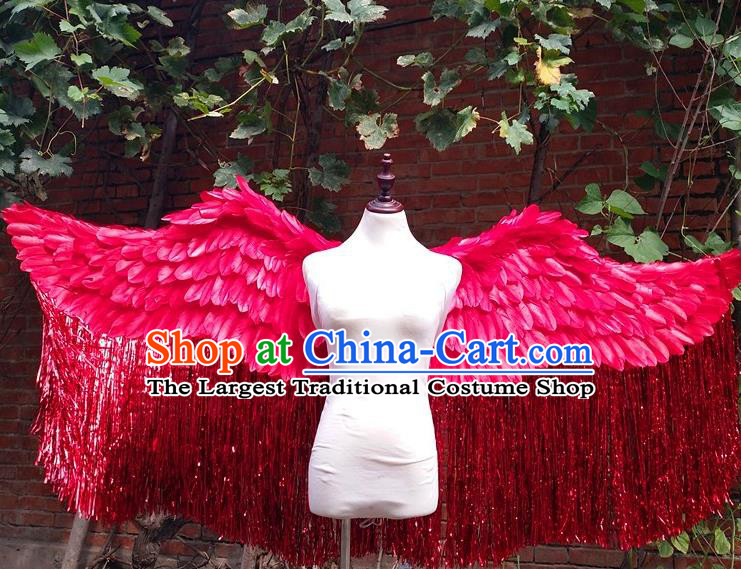 Custom Christmas Performance Props Carnival Parade Accessories Miami Angel Catwalks Back Decorations Cosplay Rosy Feathers Tassel Wings