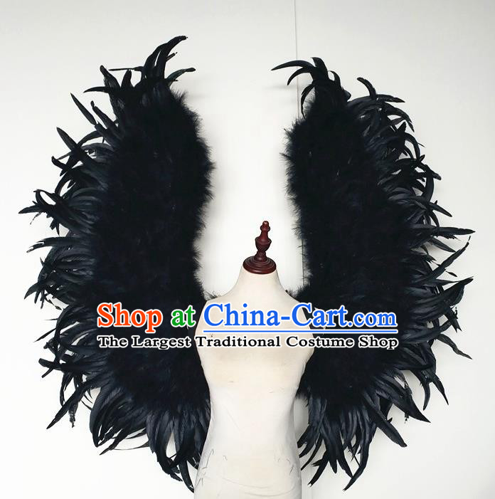 Custom Cosplay Demon Black Feathers Wings Halloween Performance Props Carnival Catwalks Accessories Miami Parade Show Decorations