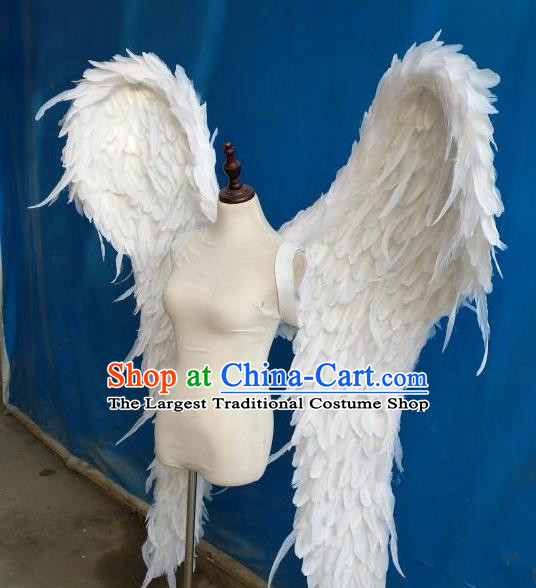 Custom Carnival Catwalks Accessories Miami Parade Show Decorations Cosplay Angel White Feather Wings Halloween Performance Props