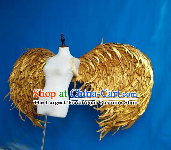 Custom Halloween Fancy Ball Props Carnival Catwalks Accessories Miami Parade Show Decorations Cosplay Angel Golden Feather Wings
