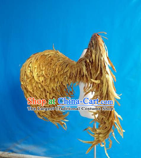 Custom Halloween Fancy Ball Props Carnival Catwalks Accessories Miami Parade Show Decorations Cosplay Angel Golden Feather Wings