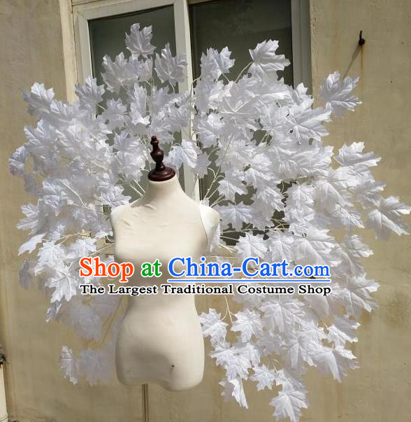 Custom Miami Stage Show Decorations Cosplay Angel White Maple Leaf Wings Halloween Fancy Ball Props Carnival Parade Accessories