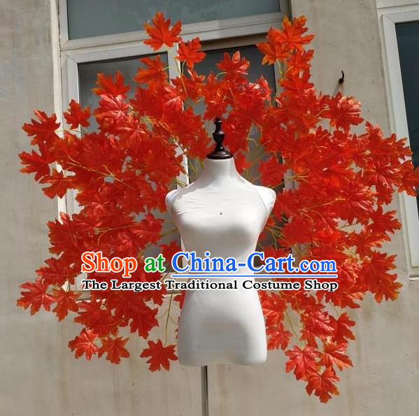 Custom Halloween Fancy Ball Props Carnival Parade Accessories Miami Stage Show Decorations Cosplay Angel Red Maple Leaf Wings
