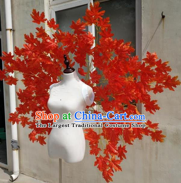 Custom Halloween Fancy Ball Props Carnival Parade Accessories Miami Stage Show Decorations Cosplay Angel Red Maple Leaf Wings