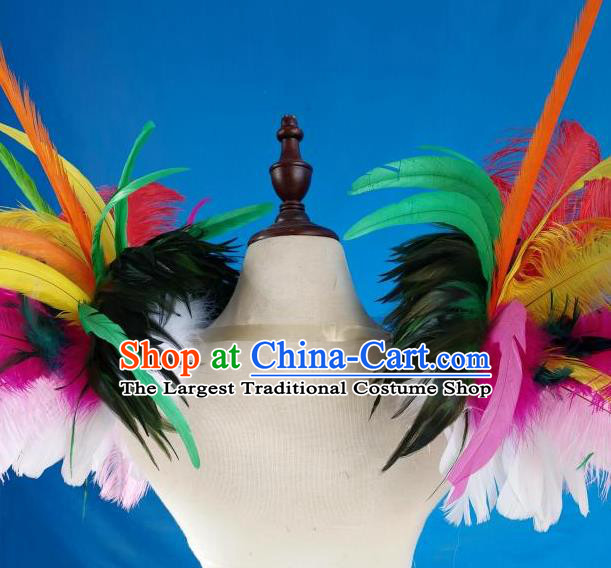 Top Samba Dance Shoulder Decorations Halloween Cosplay Accessories Catwalks Coloful Feather Stage Show Prop