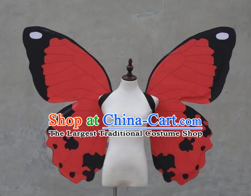 Custom Carnival Parade Accessories Miami Show Back Decorations Cosplay Butterfly Fairy Props Catwalks Red Wings Halloween Fancy Ball Wear