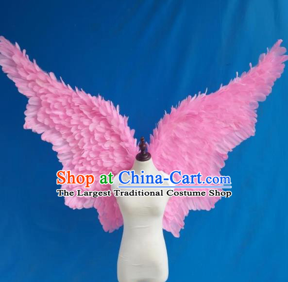 Custom Carnival Catwalks Accessories Miami Parade Show Decorations Cosplay Angel Deluxe Pink Feather Wings Halloween Fancy Ball Props
