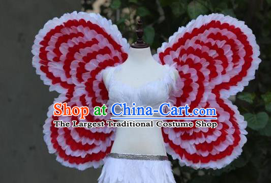 Custom Cosplay Angel Back Decorations Model Catwalks Props Halloween Fancy Ball Wear Carnival Parade Accessories Miami Show Red Feather Butterfly Wings