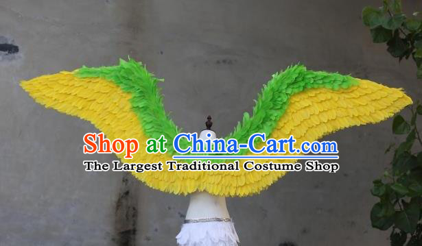Custom Miami Angel Yellow Feathers Wings Cosplay Fancy Ball Back Decorations Model Show Props Halloween Catwalks Wear Carnival Parade Accessories