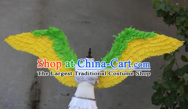 Custom Miami Angel Yellow Feathers Wings Cosplay Fancy Ball Back Decorations Model Show Props Halloween Catwalks Wear Carnival Parade Accessories