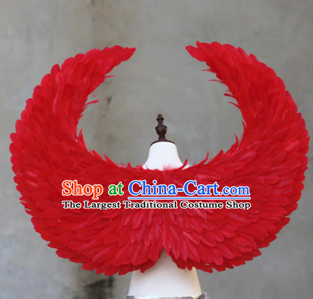 Custom Stage Show Props Opening Dance Wear Carnival Parade Back Accessories Miami Angel Red Feather Wings Halloween Cosplay Decorations