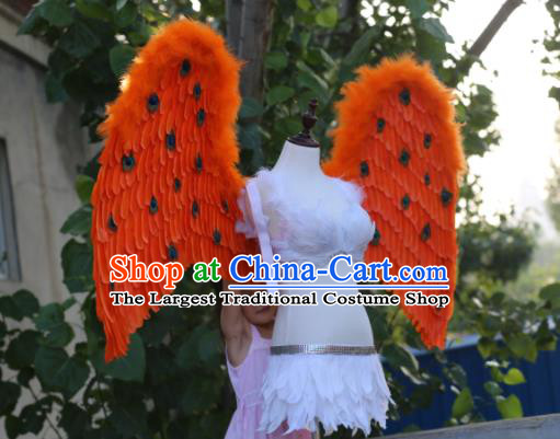 Custom Halloween Cosplay Decorations Stage Show Props Opening Dance Wear Carnival Parade Back Accessories Miami Angel Orange Feather Wings