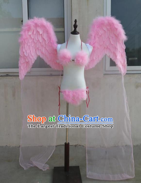 Custom Stage Show Giant Props Opening Dance Wear Carnival Parade Back Accessories Miami Angel Pink Feather Wings Halloween Cosplay Decorations