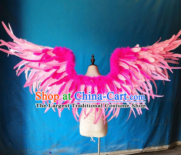 Custom Catwalks Angel Props Halloween Fancy Ball Back Accessories Carnival Parade Wear Miami Show Pink Feathers Decorations Cosplay Deluxe Wings