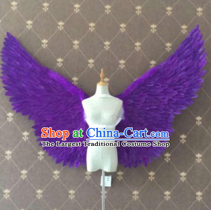 Custom Opening Dance Angel Wear Miami Show Accessories Christmas Purple Feathers Wings Halloween Performance Decorations Stage Show Props