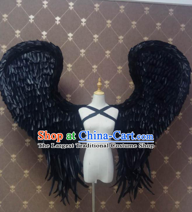 Custom Halloween Cosplay Demon Decorations Stage Show Props Opening Dance Deluxe Wear Miami Show Accessories Christmas Black Feathers Wings