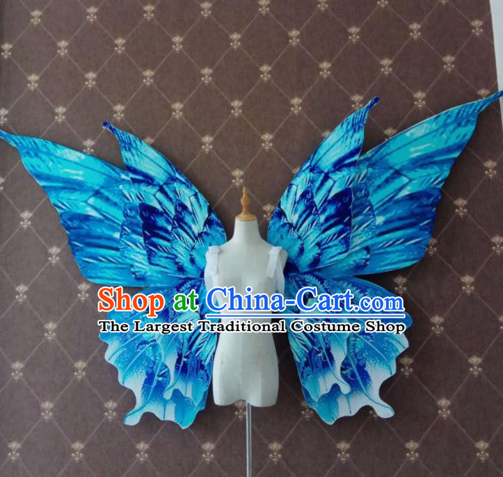 Custom Christmas Blue Butterfly Wings Halloween Cosplay Demon Decorations Stage Show Props Opening Dance Deluxe Wear Miami Show Accessories