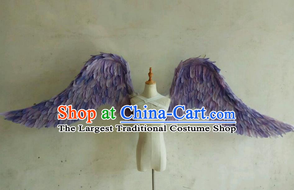 Custom Halloween Cosplay Back Decorations Stage Show Purple Feather Props Opening Dance Wear Miami Show Accessories Christmas Angel Wings