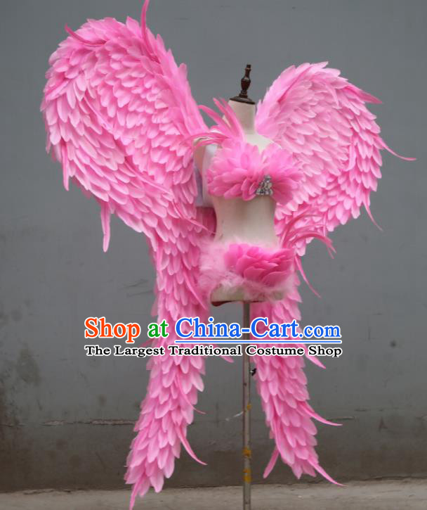 Custom Christmas Performance Props Halloween Cosplay Angel Wings Stage Show Deluxe Pink Feather Decorations Opening Dance Accessories Miami Catwalks Wear