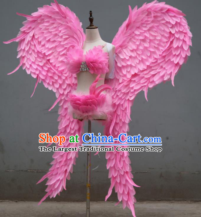 Custom Christmas Performance Props Halloween Cosplay Angel Wings Stage Show Deluxe Pink Feather Decorations Opening Dance Accessories Miami Catwalks Wear