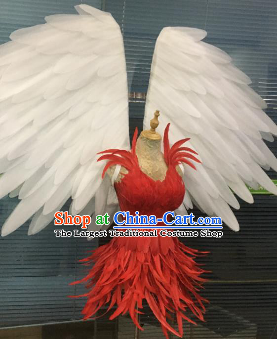 Custom Miami Catwalks Wear Christmas Performance Props Halloween Cosplay Angel Wings Stage Show White Feather Decorations Opening Dance Accessories