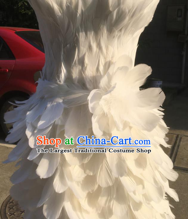 Top Samba Dance Clothing Brazilian Carnival Garments Miami Catwalks White Feather Dress Stage Show Costumes