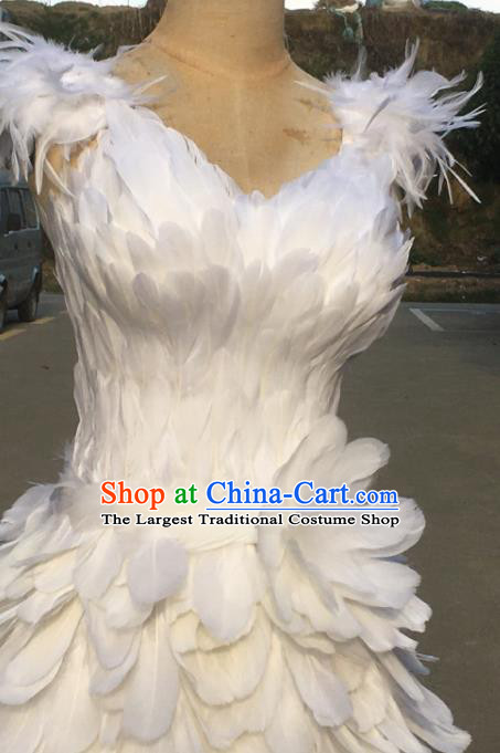 Top Samba Dance Clothing Brazilian Carnival Garments Miami Catwalks White Feather Dress Stage Show Costumes