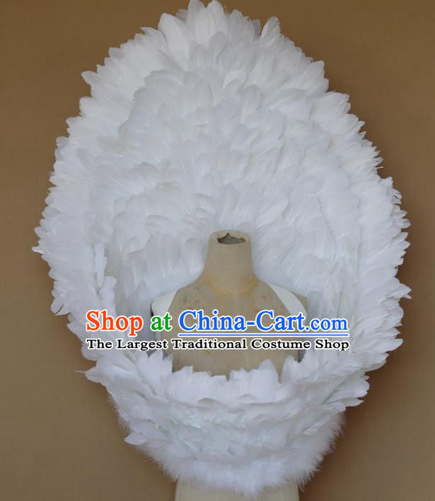 Custom Christmas Catwalks Props Opening Dance White Feather Wings Carnival Parade Accessories Miami Stage Show Wear