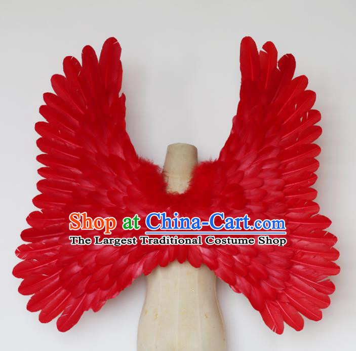 Custom Miami Stage Show Wear Christmas Catwalks Props Opening Dance Red Feather Wings Carnival Parade Back Accessories