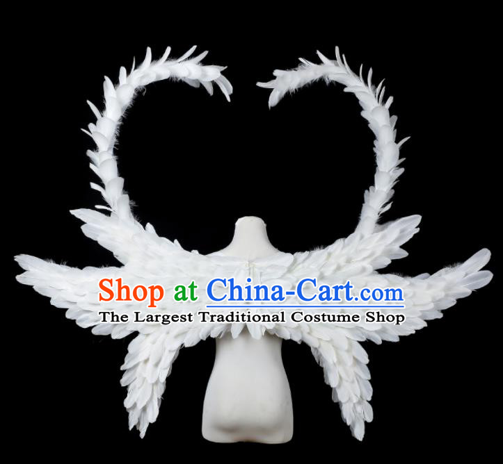 Custom Carnival Parade Accessories Miami Stage Show White Feather Wear Christmas Catwalks Props Opening Dance Butterfly Wings