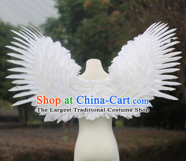 Custom Miami Stage Performance Wear Halloween Catwalks White Feather Wing Props Opening Dance Shoulder Accessories Carnival Parade Feathers Wings