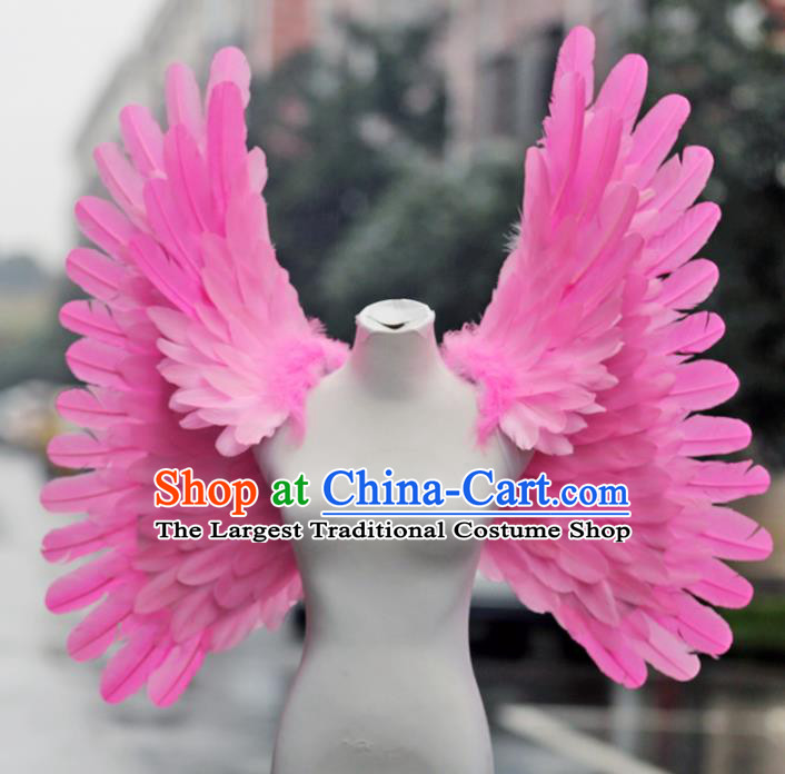 Custom Carnival Parade Back Accessories Miami Stage Show Wear Christmas Catwalks Props Opening Dance Pink Feather Wings