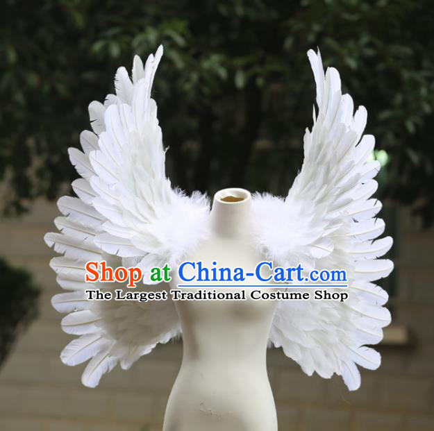 Custom Opening Dance White Feather Wings Carnival Parade Back Accessories Miami Stage Show Wear Christmas Catwalks Props