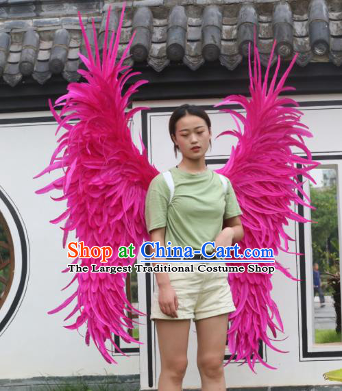 Custom Halloween Catwalks Feather Wing Props Opening Ceremony Back Accessories Carnival Parade Rosy Feathers Wings Miami Angel Show Wear