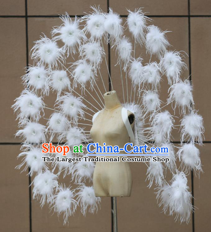 Custom Miami Stage Show Wear Halloween Catwalks Feather Wing Props Opening Ceremony Back Accessories Carnival Parade White Feathers Wings