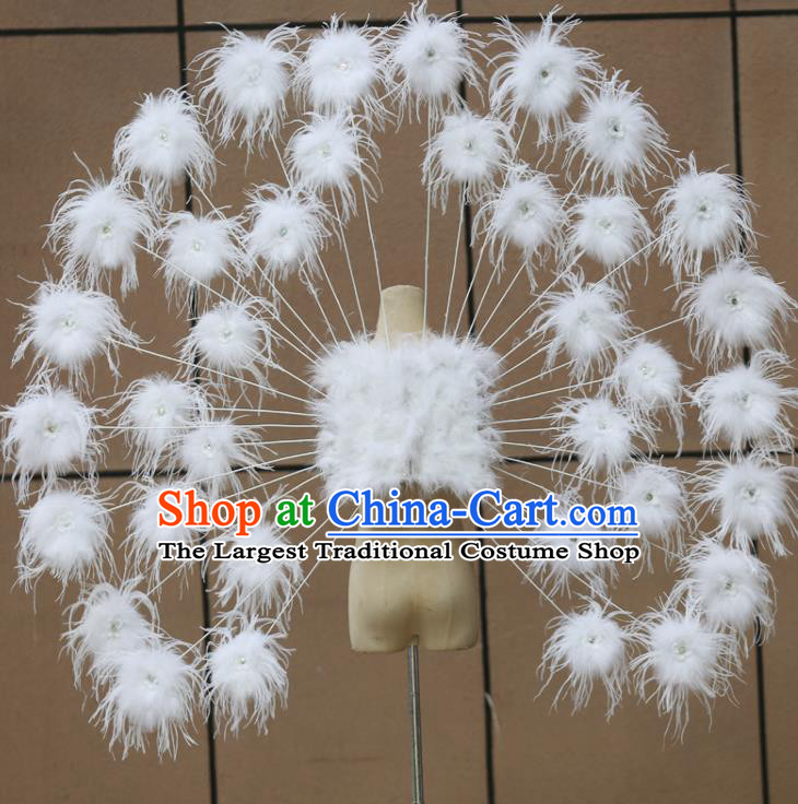 Custom Miami Stage Show Wear Halloween Catwalks Feather Wing Props Opening Ceremony Back Accessories Carnival Parade White Feathers Wings