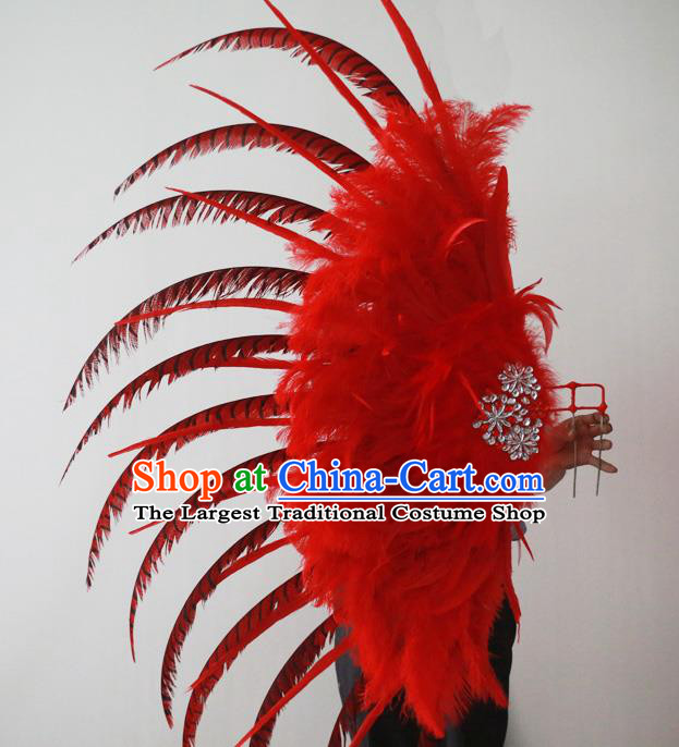 Custom Opening Ceremony Back Accessories Carnival Parade Red Feathers Wings Miami Stage Show Wear Halloween Cosplay Angel Wing Props